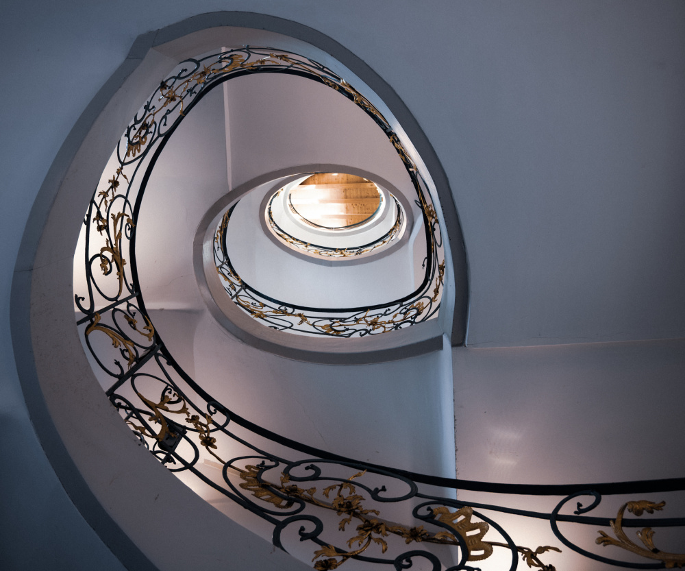 Elegant Spiral Staircase by Caroline Bomers — canvas wall art