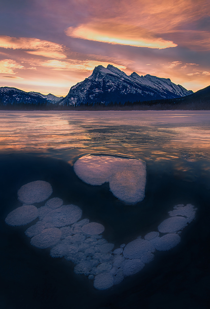 Mountain Lake Frozen Bubbles by Leah Xu — canvas wall art