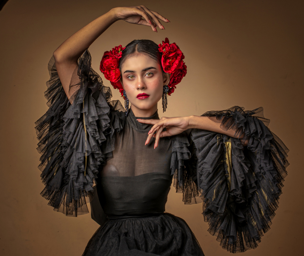 Elegant Flamenco Portrait by DEBASISH CHATTOPADHYAY — canvas wall art