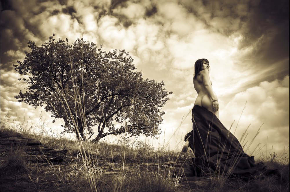 Contemplative Nude in Nature by Oleksandr Pereverzov — canvas wall art