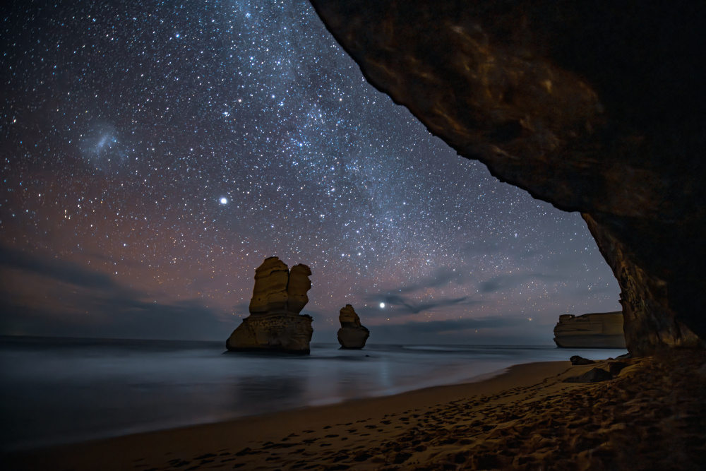 Starry Night Ocean Coast by Zhaonian Zhou — canvas wall art