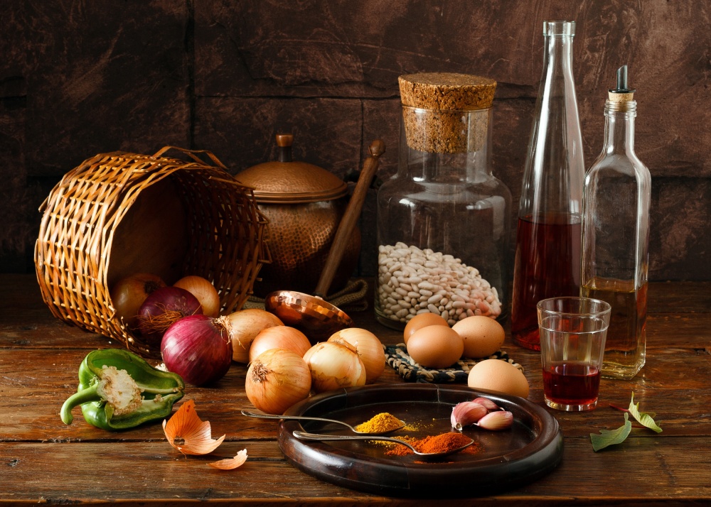 Rustic Kitchen Ingredients by Luiz Laercio — canvas wall art