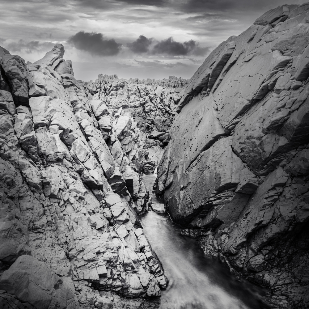 Monochrome Canyon Stream by Ray Truter — canvas wall art