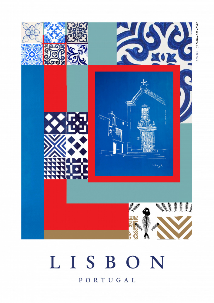 Lisbon Cultural Collage by Awol Art Alex — canvas wall art