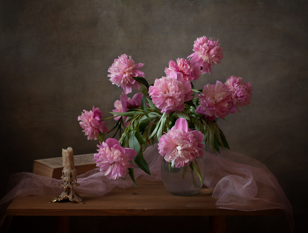 Pink Peony Still Life by Alina Lankina — canvas wall art