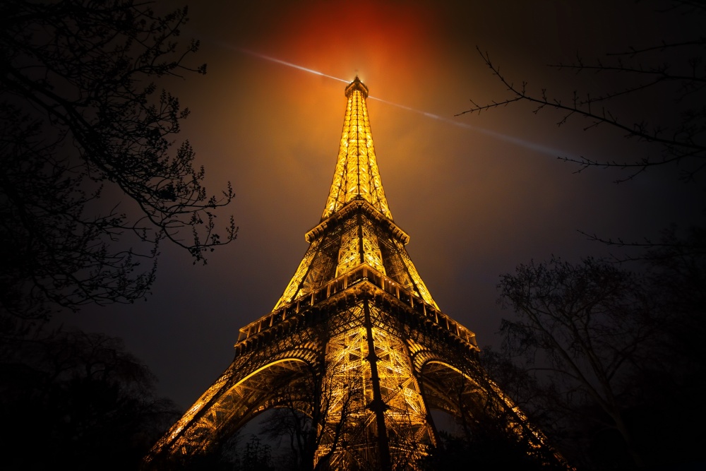 Illuminated Eiffel Tower Night by Clemens Geiger — canvas wall art