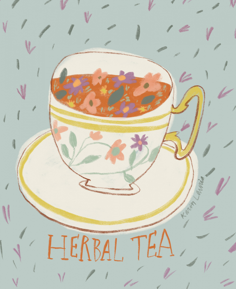 Floral Herbal Tea by Karin Lauria — canvas wall art