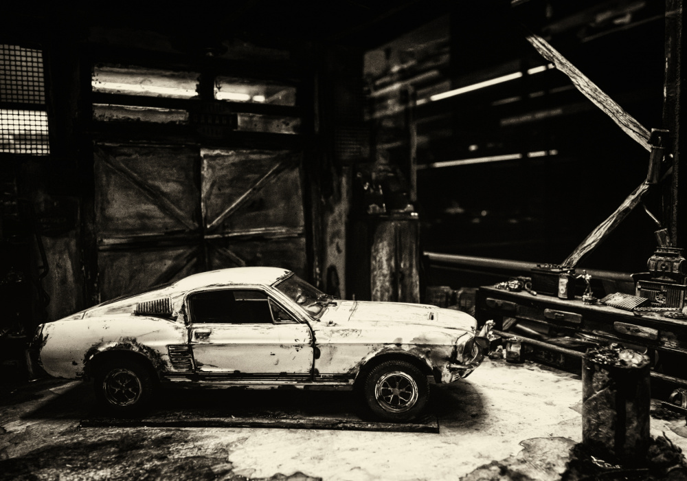 Gritty Garage Classic by Merthan Kortan — canvas wall art