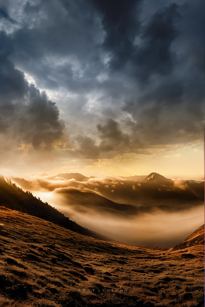 Golden Valley Mist by Manu Allicot — canvas wall art