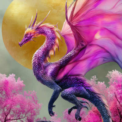 Vibrant Dragon Golden Moon
