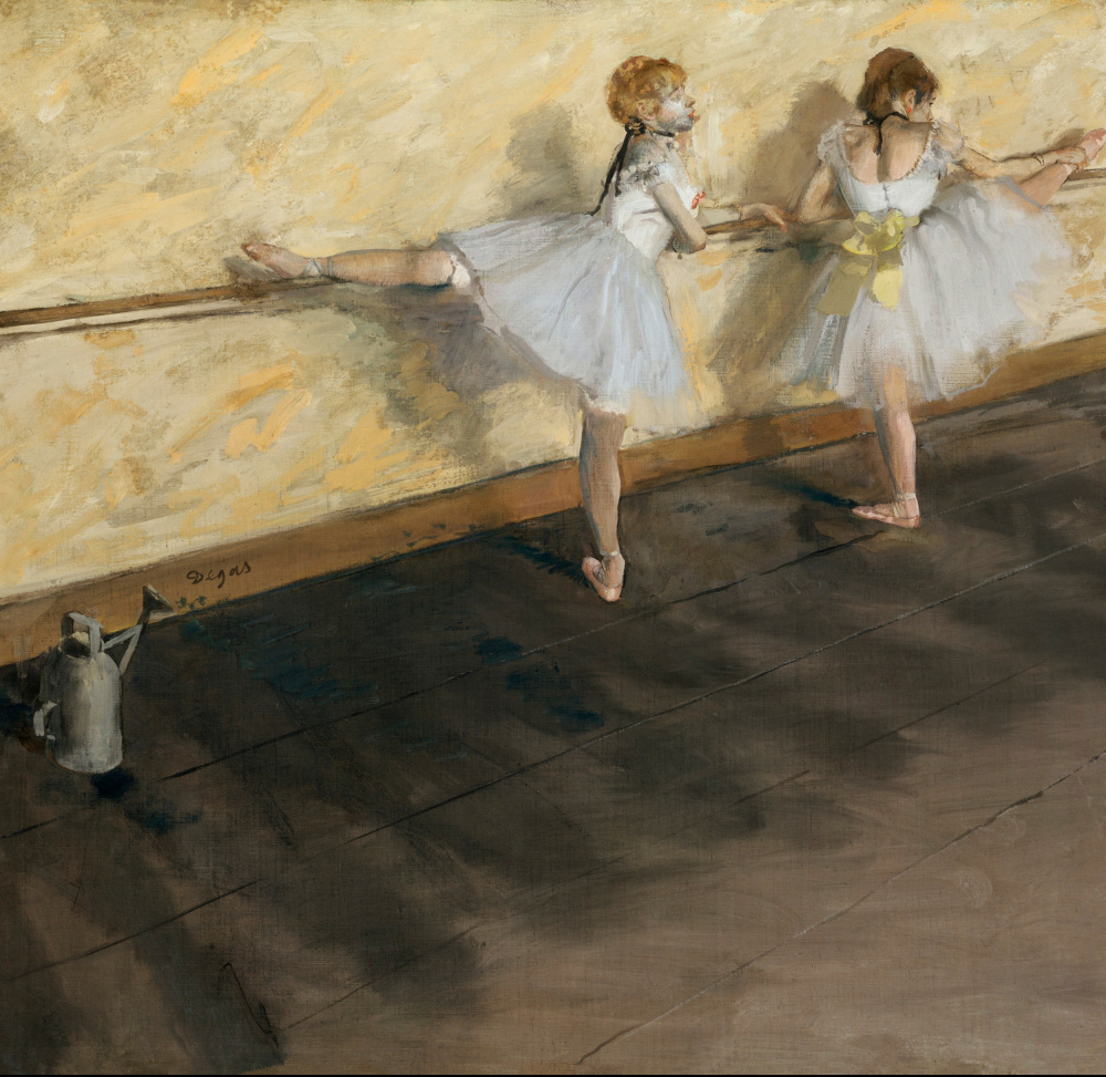 Dancers Practicing At the Barre by Edgar Degas — canvas wall art