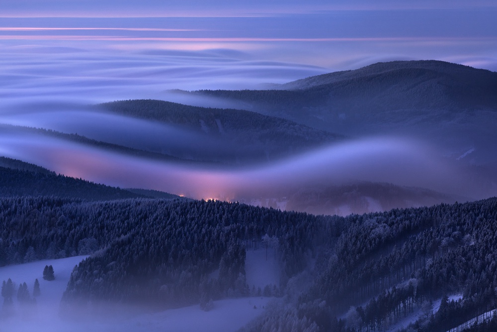 Twilight Mountain Fog by Daniel Řeřicha — canvas wall art