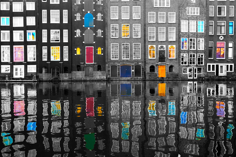 Colorful Canal Reflections by Igor Shrayer — canvas wall art