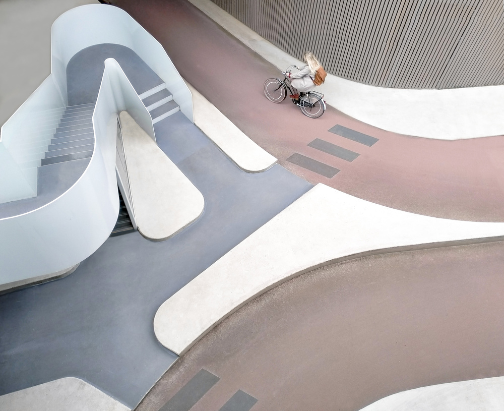 Cyclist on Curved Path by Roelof de Hoog — canvas wall art