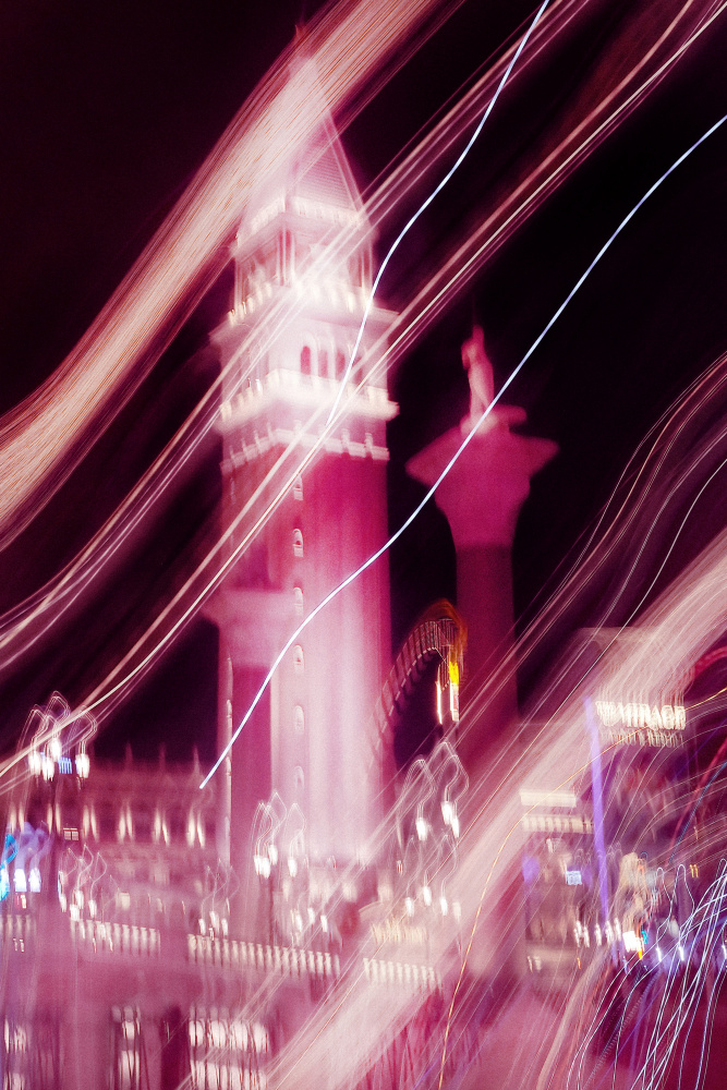 Pink City Light Trails by Old Artists Studio III — canvas wall art