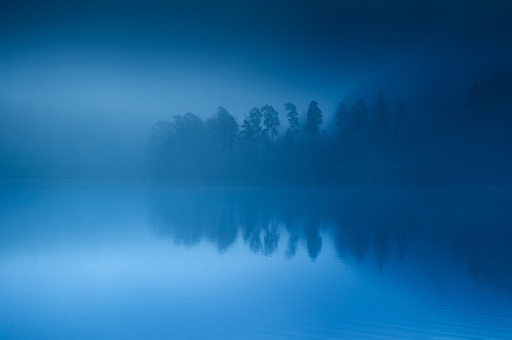 Misty Blue Lake by Benny Pettersson — canvas wall art