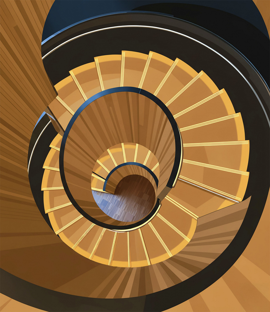 Spiral Wooden Staircase by Arnon Orbach — canvas wall art