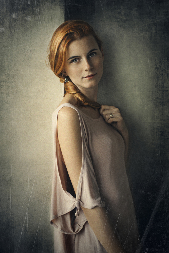 Serene Redhead Portrait by Jozef Kiss — canvas wall art