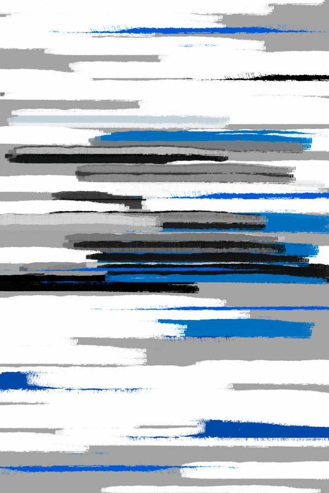 Abstract Blue Grey Strokes by Fun Qui — canvas wall art