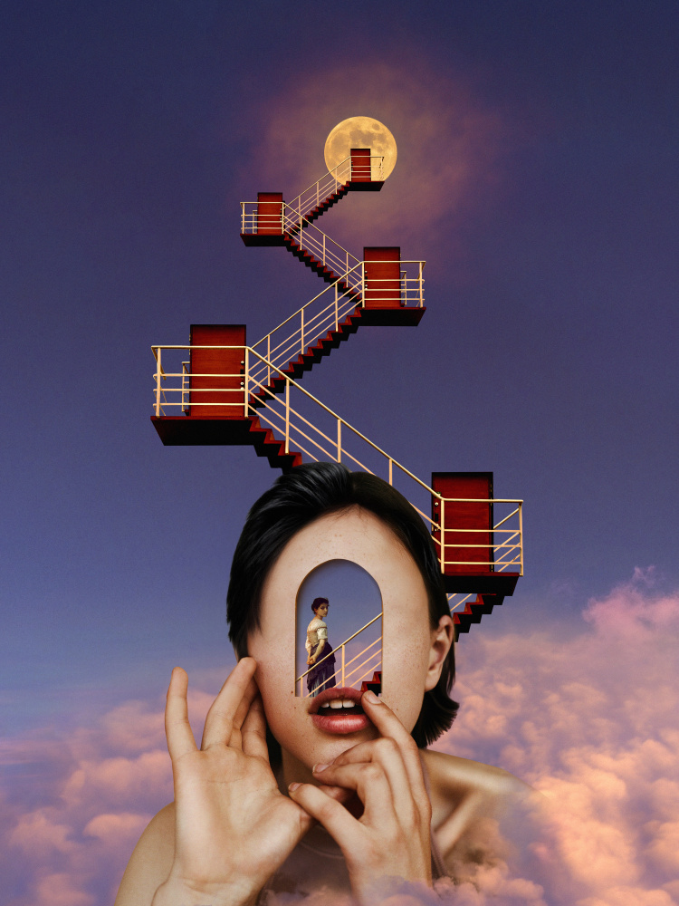 Stairway Through Mind by Paste in Place — canvas wall art