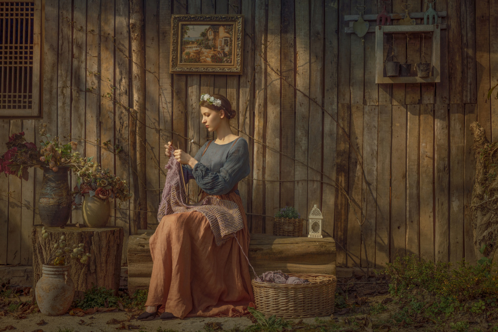 Peaceful Country Knitting by 吴子诚WuZiCheng — canvas wall art