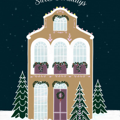 Starry gingerbread home - sweet holidays - mauve