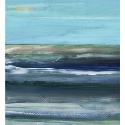 Deep Blue and Gold Abstract Seaview 1