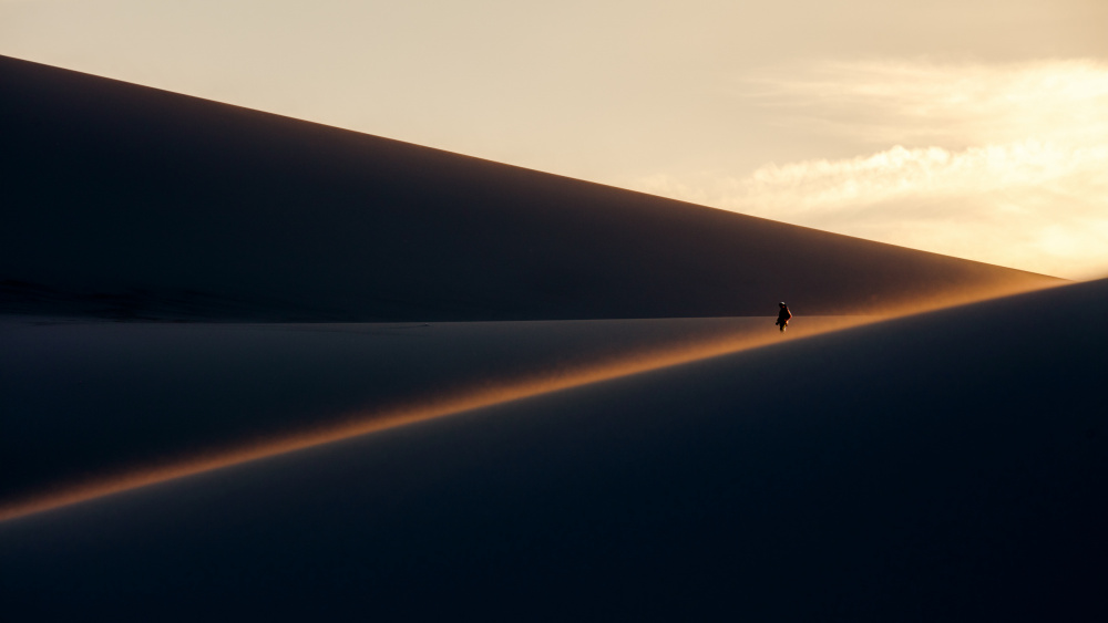 Lone Figure Golden Dunes by Selions(陈磊) — canvas wall art