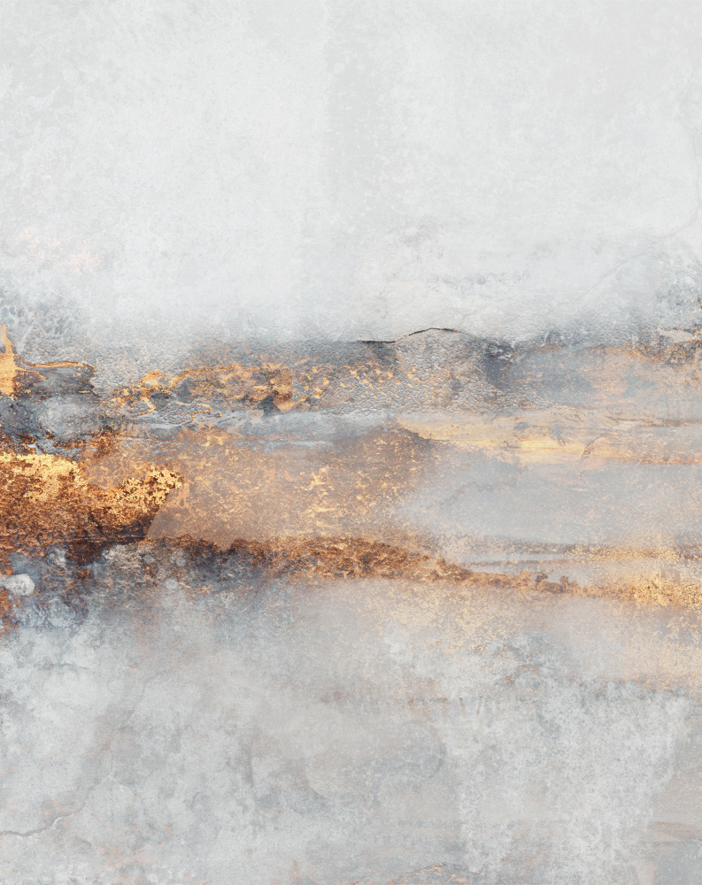 Golden Gray Abstract Layers by Elisabeth Fredriksson — canvas wall art