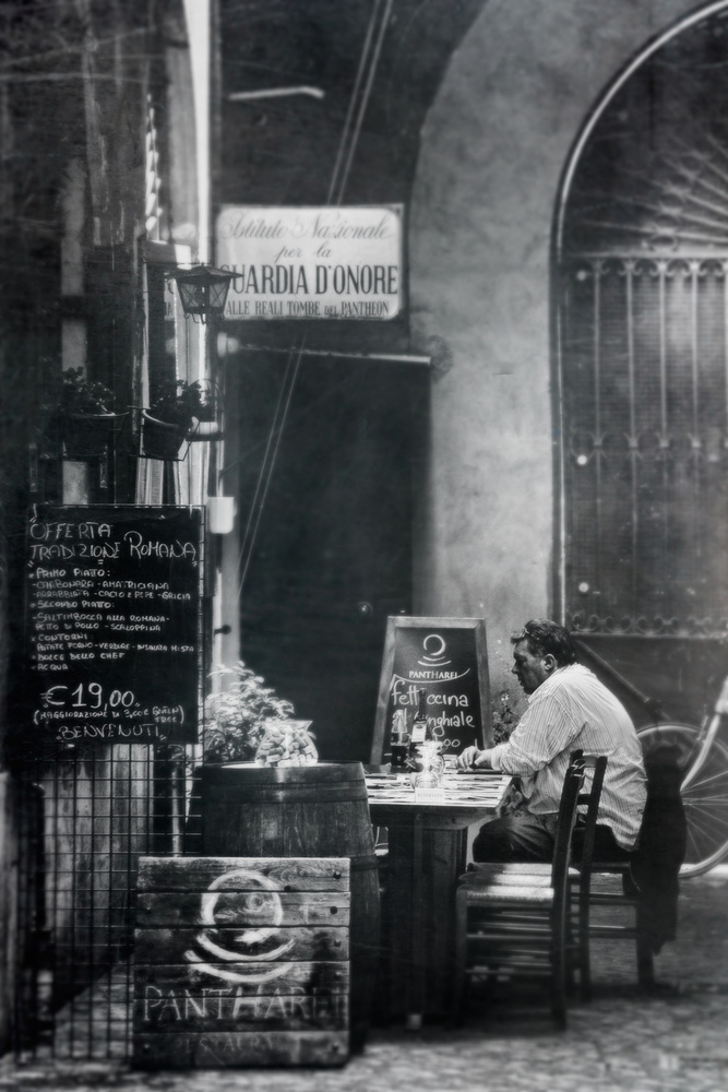 Man at Outdoor Cafe by Antonio Grambone — canvas wall art