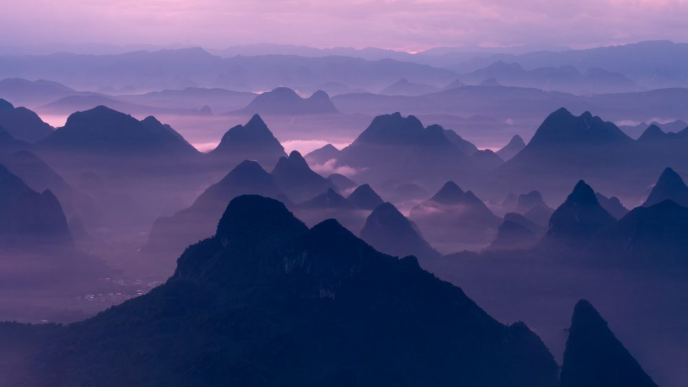 Purple Mountain Dawn by Dennis Zhang — canvas wall art