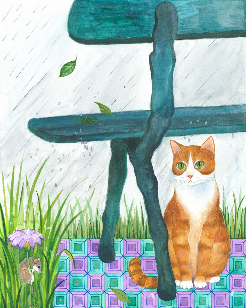 Cat In the Rain by Isabelle Brent — canvas wall art