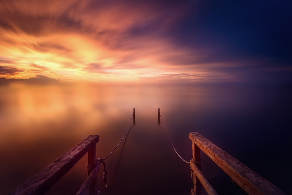 Vibrant Pier Sunset by Jose Antonio Triviño Sanchez — canvas wall art