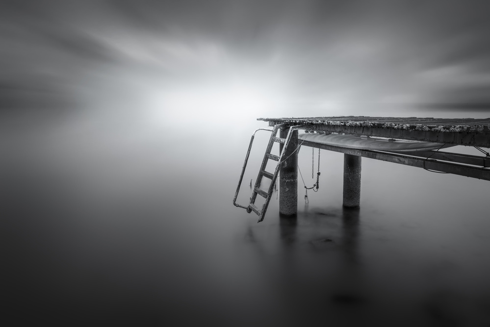 Misty Dock Ladder by Joaquin Guerola — canvas wall art