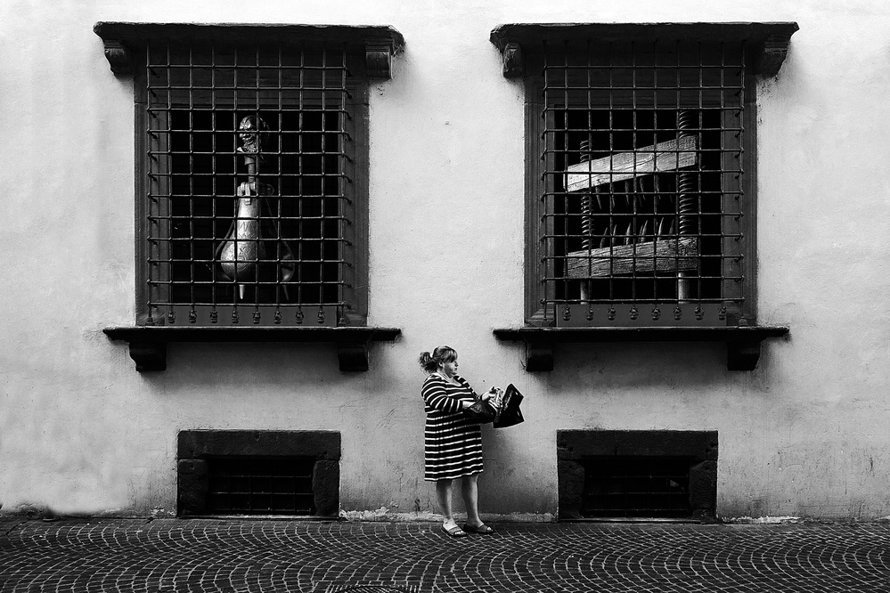 Woman By Barred Windows by Franco Maffei — canvas wall art