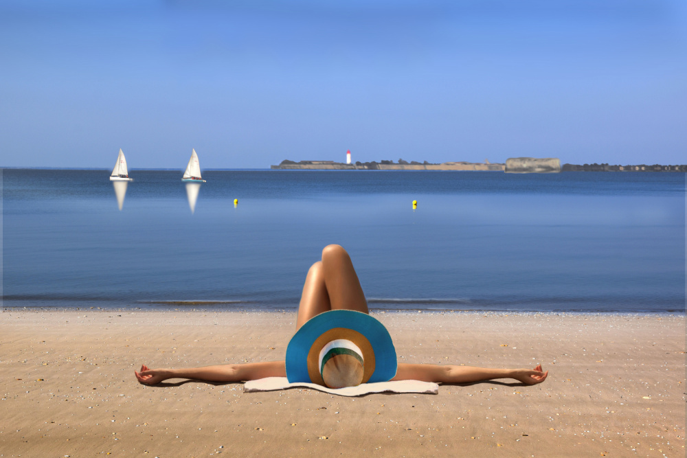 Sunny Beach Relaxation by Pierre Bacus — canvas wall art