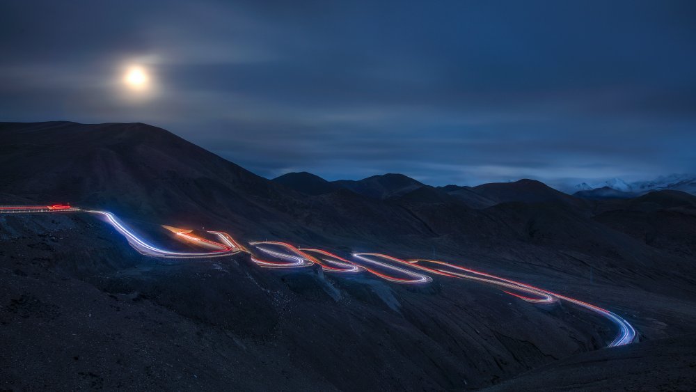 Moonlit Mountain Road by Selions(陈磊) — canvas wall art