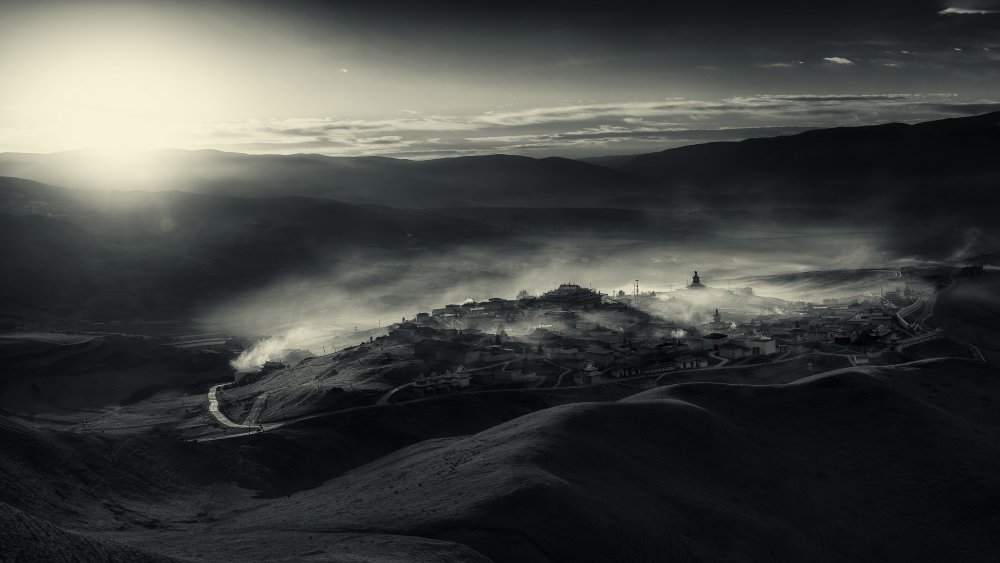 Sunrise Over Misty Village by Selions(陈磊) — canvas wall art