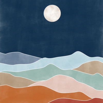 Moonlit Hill Scape