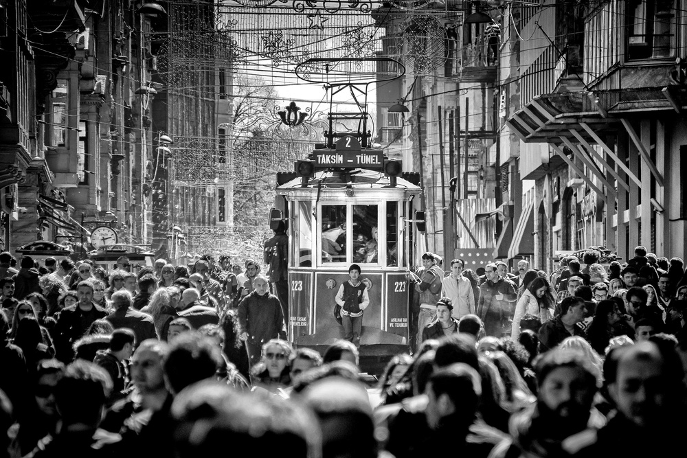 Busy Istanbul Street Tram by Clemens Geiger — canvas wall art