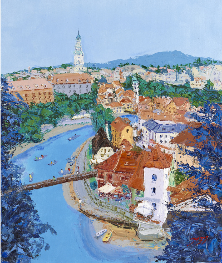 Colorful River Town by Jukyong Park — canvas wall art
