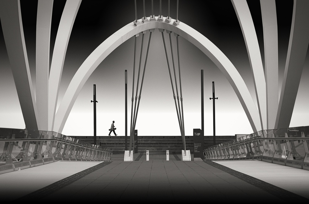 Geometric Bridge Walker by Adrian Donoghue — canvas wall art