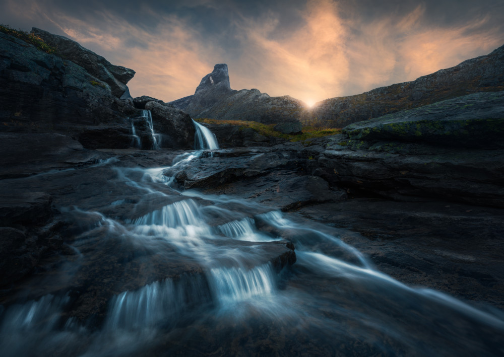 Golden Hour Mountain Stream by Ole Henrik Skjelstad — canvas wall art