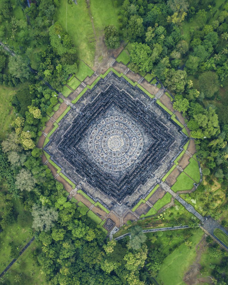 Ancient Temple Aerial View by Gatot Herliyanto — canvas wall art