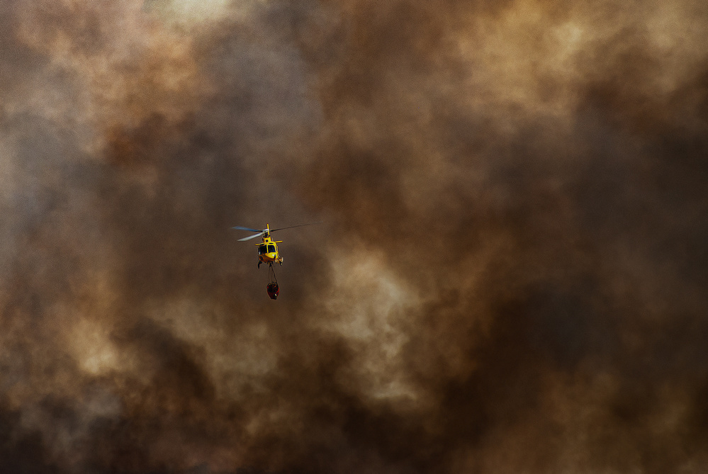 Helicopter Fighting Wildfire by Jose C. Lobato — canvas wall art