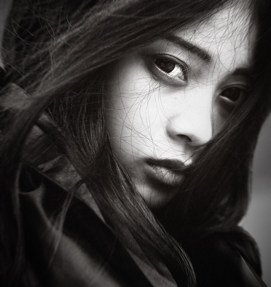 Intense Gaze Black White by bonifasius wahyu adi f — canvas wall art
