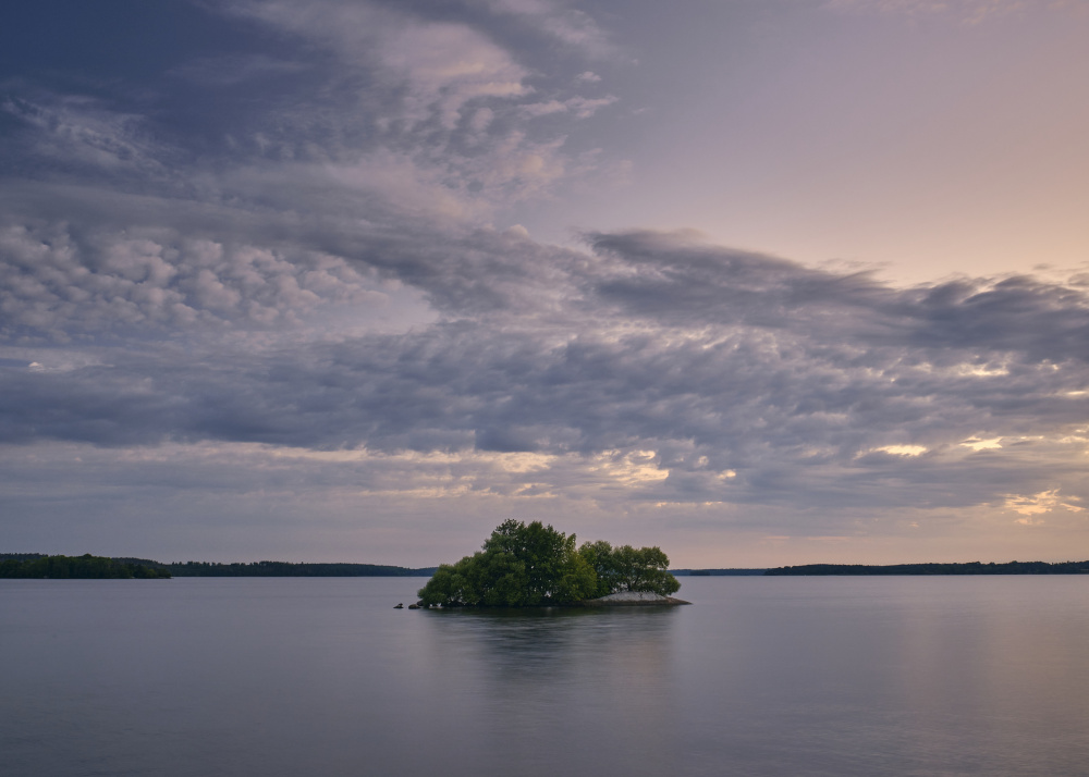 Tranquil Lake Island by Hamed Bank — canvas wall art