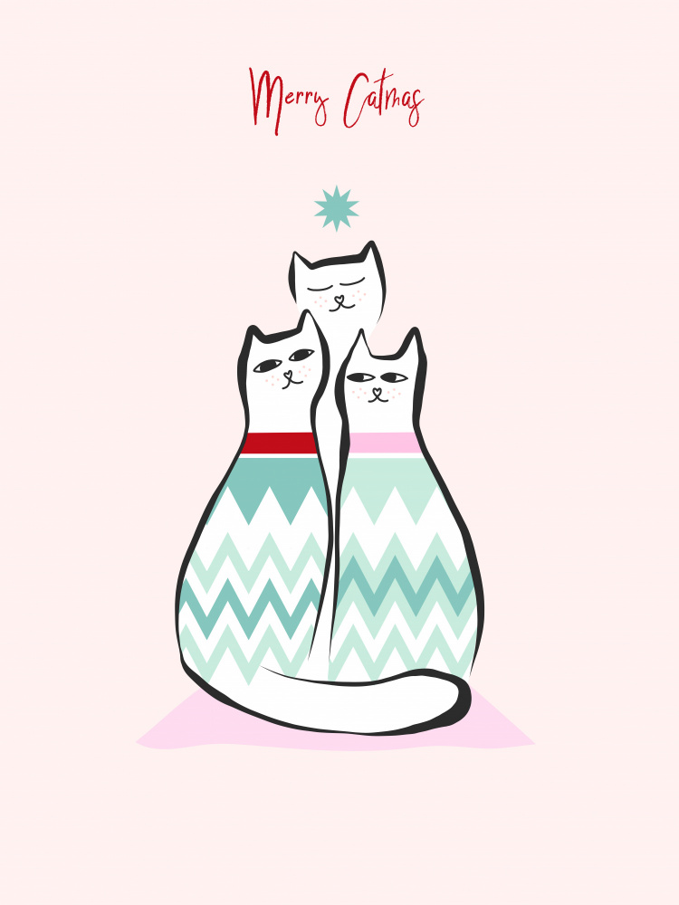 Merry Catmas Cats by Dominique Vari — canvas wall art