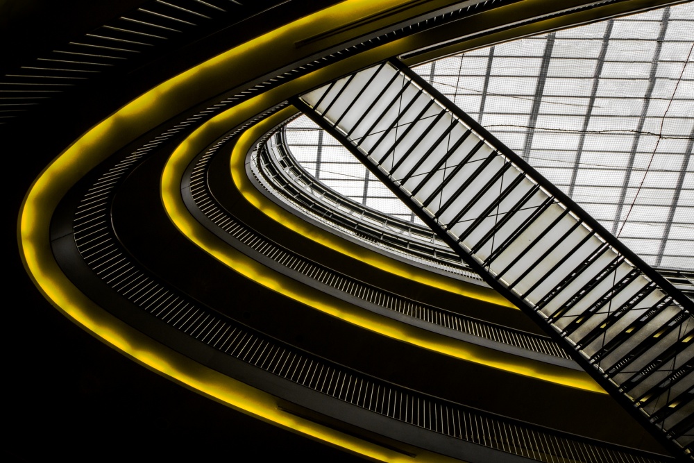 Abstract Yellow Architecture by Gilbert Claes — canvas wall art