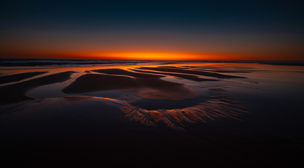 Vibrant Sunset Tidal Patterns by Zhaonian Zhou — canvas wall art